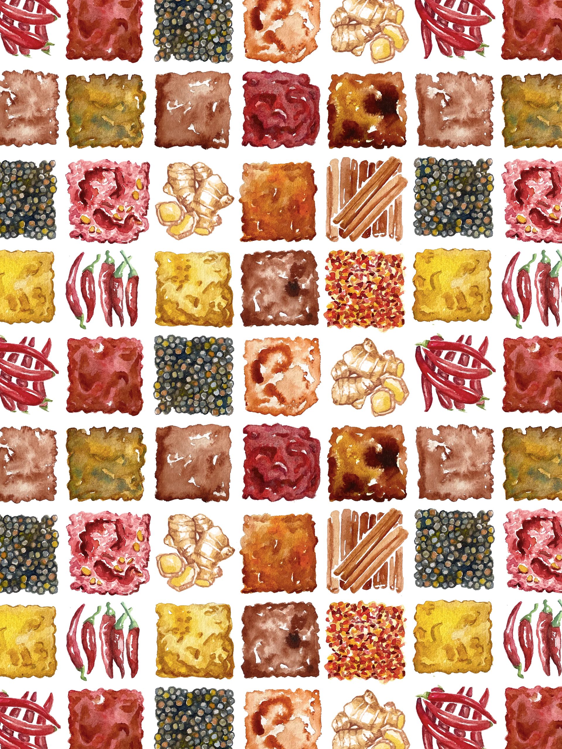 2024 Food Festival: Embrace Wellness - January card features small squares of warming spices